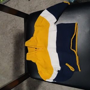 Happy Fella Yellow white and navy sweater size 3-6 months